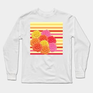 Frosted Candy Color Roses Long Sleeve T-Shirt